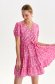 Pink dress light material short cut cloche with v-neckline with puffed sleeves 1 - StarShinerS.com