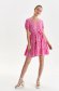 Pink dress light material short cut cloche with v-neckline with puffed sleeves 2 - StarShinerS.com