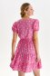 Pink dress light material short cut cloche with v-neckline with puffed sleeves 3 - StarShinerS.com
