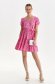Pink dress light material short cut cloche with v-neckline with puffed sleeves 4 - StarShinerS.com