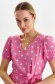 Pink dress light material short cut cloche with v-neckline with puffed sleeves 5 - StarShinerS.com