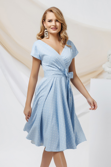 Blue dresses, Dress elastic cloth midi cloche wrap over front - StarShinerS.com