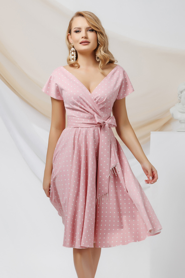 Polka dot dresses, Dress elastic cloth midi cloche wrap over front - StarShinerS.com