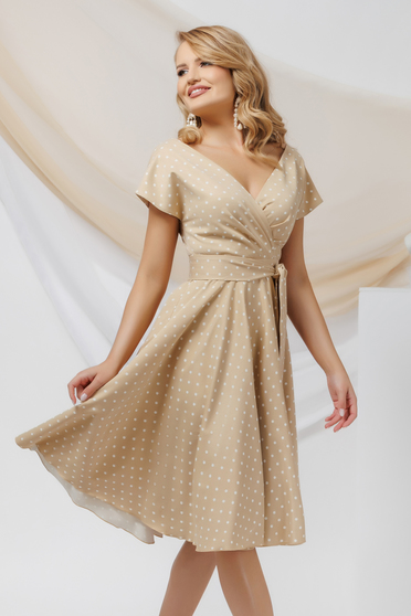 Cream dresses, Dress elastic cloth midi cloche wrap over front - StarShinerS.com