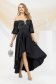 Black dress taffeta asymmetrical cloche with puffed sleeves 1 - StarShinerS.com