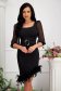 Black dress pencil feather details transparent sleeves with puffed sleeves 1 - StarShinerS.com