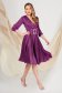 Midi Purple Veil Dress in A-line with Crossover Neckline - PrettyGirl 3 - StarShinerS.com