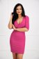 Fuchsia dress crepe pencil wrap over front high shoulders - StarShinerS 3 - StarShinerS.com