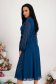Midi petrol blue veil dress with crossover neckline adorned with strass stones 2 - StarShinerS.com