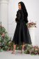 Black dress organza midi cloche accessorized with belt with puffed sleeves 3 - StarShinerS.com