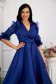 Blue dress organza midi cloche accessorized with belt with puffed sleeves 3 - StarShinerS.com