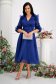 Blue dress organza midi cloche accessorized with belt with puffed sleeves 5 - StarShinerS.com