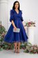 Blue dress organza midi cloche accessorized with belt with puffed sleeves 6 - StarShinerS.com
