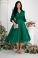 Green dress organza midi cloche accessorized with belt with puffed sleeves 1 - StarShinerS.com
