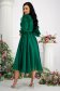Green dress organza midi cloche accessorized with belt with puffed sleeves 3 - StarShinerS.com