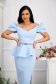 Lightblue dress midi pencil with frilled waist with bright details 2 - StarShinerS.com