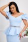 Lightblue dress midi pencil with frilled waist with bright details 1 - StarShinerS.com