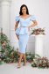 Lightblue dress midi pencil with frilled waist with bright details 3 - StarShinerS.com