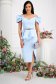 Lightblue dress midi pencil with frilled waist with bright details 5 - StarShinerS.com