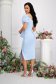 Lightblue dress midi pencil with frilled waist with bright details 4 - StarShinerS.com
