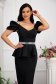 Black dress midi pencil with frilled waist with bright details 2 - StarShinerS.com