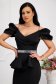 Black dress midi pencil with frilled waist with bright details 1 - StarShinerS.com