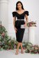 Black dress midi pencil with frilled waist with bright details 5 - StarShinerS.com