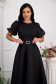 Black dress midi cloche lateral pockets with puffed sleeves strass 2 - StarShinerS.com