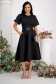 Black dress midi cloche lateral pockets with puffed sleeves strass 5 - StarShinerS.com