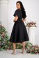 Black dress midi cloche lateral pockets with puffed sleeves strass 4 - StarShinerS.com