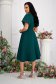 Darkgreen dress midi cloche lateral pockets with puffed sleeves strass 4 - StarShinerS.com