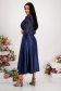 Dark blue dress laced taffeta cloche high shoulders with glitter details 4 - StarShinerS.com
