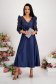 Dark blue dress laced taffeta cloche high shoulders with glitter details 5 - StarShinerS.com