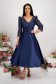 Dark blue dress laced taffeta cloche high shoulders with glitter details 3 - StarShinerS.com