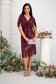 Burgundy dress midi pencil with sequins wrap over front fringes 4 - StarShinerS.com
