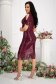 Burgundy dress midi pencil with sequins wrap over front fringes 3 - StarShinerS.com