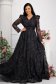 Black dress long cloche from tulle with glitter details high shoulders 1 - StarShinerS.com