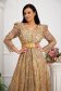Gold dress long cloche from tulle with glitter details high shoulders 3 - StarShinerS.com