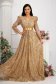 Gold dress long cloche from tulle with glitter details high shoulders 4 - StarShinerS.com