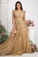 Gold dress long cloche from tulle with glitter details high shoulders 1 - StarShinerS.com