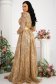 Gold dress long cloche from tulle with glitter details high shoulders 5 - StarShinerS.com