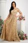 Rochie din tul cu aplicatii cu sclipici aurie lunga in clos cu aplicatie cu pietre strass pe cordon 7 - StarShinerS.ro