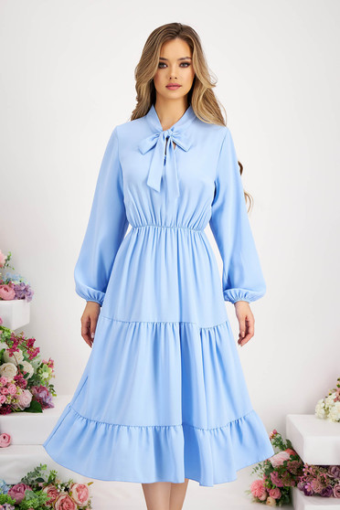 Online Dresses, Lightblue dress light material midi cloche with elastic waist - StarShinerS.com