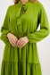 Rochie din material fluid verde midi in clos cu elastic in talie si guler tip esarfa - SunShine 2 - StarShinerS.ro