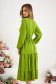 Green dress light material midi cloche with elastic waist 3 - StarShinerS.com