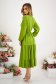 Green dress light material midi cloche with elastic waist 4 - StarShinerS.com