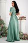 Green dress taffeta long cloche wrap over front with raised flowers 2 - StarShinerS.com