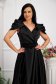 Black dress taffeta long cloche wrap over front with raised flowers 2 - StarShinerS.com