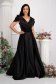 Black dress taffeta long cloche wrap over front with raised flowers 1 - StarShinerS.com