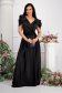 Black dress taffeta long cloche wrap over front with raised flowers 5 - StarShinerS.com